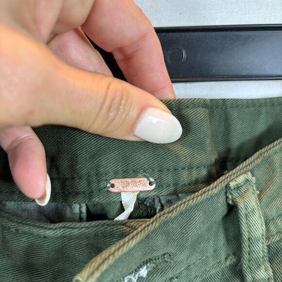 Ladies Free People Army Green High Rise Pleat Front Pants Size 6 - Picture 6 of 11